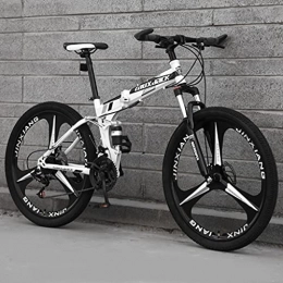 LHQ-HQ Folding Bike LHQ-HQ 26 Inch Adult Foldable Mountain Bike, 24 Speed MTB Folding Bicycle, Dual-Suspension, High-Carbon Steel Frame, Dual Disc Brake, D