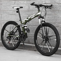 LHQ-HQ Folding Bike LHQ-HQ 26 Inch Foldable Adult Mountain Bike, 27 Speed MTB Folding Bicycle, Dual-Suspension, High-Carbon Steel Frame, Dual Disc Brake, F