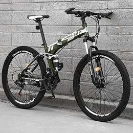 LHQ-HQ Folding Bike LHQ-HQ 26 Inch Foldable Mountain Bike for Adult, 21 Speed MTB Folding Bicycle, Dual-Suspension, High-Carbon Steel Frame, Dual Disc Brake, B