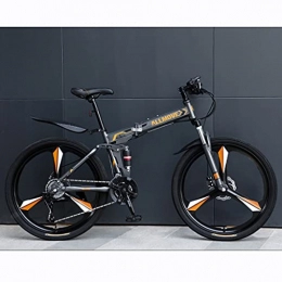 LHQ-HQ Folding Bike LHQ-HQ 26 Inch Foldable Mountain Bike for Adult, 21 Speed MTB Folding Bike for Men Women, Dual-Suspension, High-Carbon Steel Frame, Dual Disc Brake, A