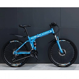 LHQ-HQ Bike LHQ-HQ 26 Inch Foldable Mountain Bike for Adult, 21 Speed Professional MTB Folding Bike, Dual-Suspension, High-Carbon Steel Frame, Dual Disc Brake, E