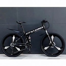 LHQ-HQ Folding Bike LHQ-HQ 26 Inch Foldable Mountain Bike for Adult, 24 Speed MTB Folding Bike for Men Women, Dual-Suspension, High-Carbon Steel Frame, Dual Disc Brake, C