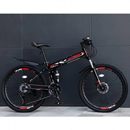 LHQ-HQ Bike LHQ-HQ 26 Inch Foldable Mountain Bike for Adult, 27 Speed Professional MTB Folding Bike, Dual-Suspension, High-Carbon Steel Frame, Dual Disc Brake, c