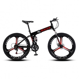 LHQ-HQ Bike LHQ-HQ 26 Inch Folding Mountain Bike for Adult Unisex MTB Foldable Bike 21 Speed, Dual-Suspension, High-Carbon Steel Frame, Dual Disc Brake, Black