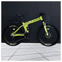 LHQ-HQ Bike LHQ-HQ 26" Wheel 21 Speed Folding Mountain Bike High-Carbon Steel Frame Adult Bike Dual-Suspension Dual Disc Brake for Height 5.2-6.2Ft, C