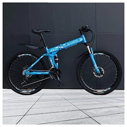 LHQ-HQ Bike LHQ-HQ 26" Wheel 24 Speed Folding Mountain Bike High-Carbon Steel Frame Dual-Suspension Dual Disc Brake Adult Bike for Height 5.2-6.2Ft, E
