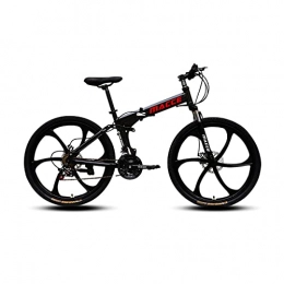 LHQ-HQ Bike LHQ-HQ 26" Wheel Folding Mountain Adult Bike 21 Speed High-Carbon Steel Frame Dual-Suspension ​Dual Disc Brake Loading 200Kg for Height 5.2-6Ft, D