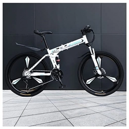 LHQ-HQ Bike LHQ-HQ 26" Wheel Folding Mountain Bike 21 Speed High-Carbon Steel Frame Dual-Suspension Dual Disc Brake Adult Bike for Height 5.2-6.2Ft, D