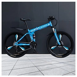 LHQ-HQ Bike LHQ-HQ 26" Wheel Folding Mountain Bike 24 Speed High-Carbon Steel Frame Dual Disc Brake Dual-Suspension Adult Bike for Height 5.2-6.2Ft, C