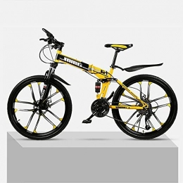 LHQ-HQ Bike LHQ-HQ Folding Mountain Adult Bike, 24 Speed, 26" Wheel, Loading 150Kg, Dual-Suspension, Dual Disc Brake, Suitable for Height 5.2-6Ft