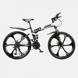 LHQ-HQ Bike LHQ-HQ Folding Mountain Adult Bike, 24 Speed, Loading 150Kg, Dual-Suspension, Dual Disc Brake, 26" Wheel, Suitable for Height 5.2-6Ft, C