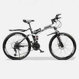 LHQ-HQ Bike LHQ-HQ Folding Mountain Adult Bike, 26" Wheel, 24 Speed, Loading 150Kg, Dual-Suspension, Dual Disc Brake, Suitable for Height 5.2-6Ft, C