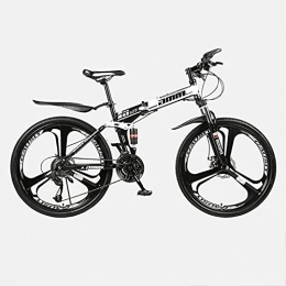 LHQ-HQ Bike LHQ-HQ Folding Mountain Adult Bike Loading 150Kg 30 Speed Dual-Suspension 26" Wheel Suitable for Height 5.2-6Ft, B