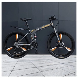 LHQ-HQ Bike LHQ-HQ Folding Mountain Bike 26" Wheel 30 Speed High-Carbon Steel Frame Dual Disc Brake Dual-Suspension Adult Bike for Height 5.2-6.2Ft, B