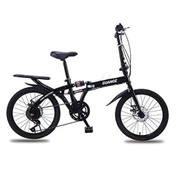 LHQ-HQ Bike LHQ-HQ Free 16 / 20 Inch Folding Bicycle Shift Shock Absorbing Mounting Light Cycling Adult Men and Women Students Outdoor sports Mountain Bike (Color : Black, Size : 20inch)