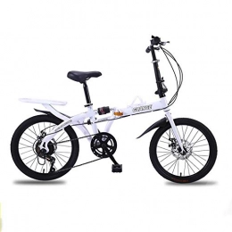 LHQ-HQ Folding Bike LHQ-HQ Free 16 / 20 Inch Folding Bicycle Shift Shock Absorbing Mounting Light Cycling Adult Men and Women Students Outdoor sports Mountain Bike (Color : White, Size : 20inch)
