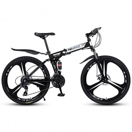 LHQ-HQ Bike LHQ-HQ Mountain Bike 21 Speed Folding Bike Dual Disc Brake 26 Inches Wheel Dual Suspension Bicycle, black
