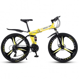 LHQ-HQ Bike LHQ-HQ Mountain Bike 24 Speed Folding Bike Dual Disc Brake 26 Inches Wheel Dual Suspension Bicycle, yellow