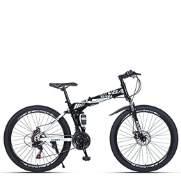 LHQ-HQ Folding Bike LHQ-HQ Mountain Bike 26" Folding Bike MTB Bicycle Dual Disc Brake 30 Speed Dual Suspension for Height 5.2-6Ft, B