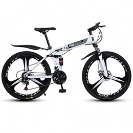 LHQ-HQ Bike LHQ-HQ Mountain Bike 27 Speed Folding Bike Dual Disc Brake 26 Inches Wheel Dual Suspension Bicycle, white