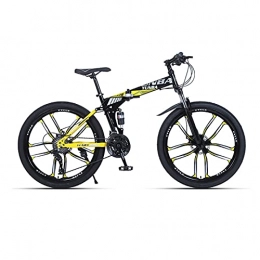 LHQ-HQ Folding Bike LHQ-HQ Mountain Bike 30 Speed Folding Bike MTB Bicycle Dual Suspension 26" Dual Disc Brake for Height 5.2-6Ft, D