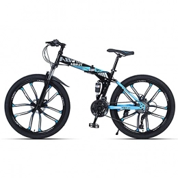 LHQ-HQ Folding Bike LHQ-HQ Mountain Bike Dual Suspension Folding Bike Dual Disc Brake MTB Bicycle 24 Speed 26"For Height 5.2-6Ft, D