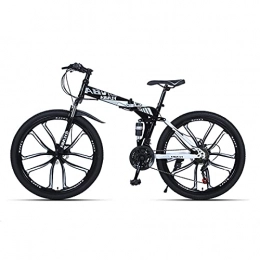 LHQ-HQ Folding Bike LHQ-HQ Mountain Bike Folding Bike Dual Disc Brake MTB Bicycle 27 Speed Dual Suspension 26"For Height 5.2-6Ft, B