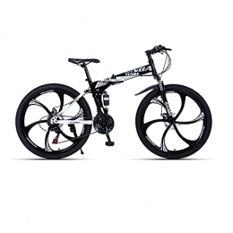 LHQ-HQ Bike LHQ-HQ Mountain Bike Folding Bike Dual Disc Brake MTB Bicycle Dual Suspension 27 Speed 26"For Height 5.2-6Ft, B