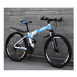 LHQ-HQ Folding Bike LHQ-HQ Mountain Bike for Men&Women 26Inch 27 Speed High-Carbon Steel Folding Bikes Spoke Wheel Bicycle for Adults Teenagers, Blue