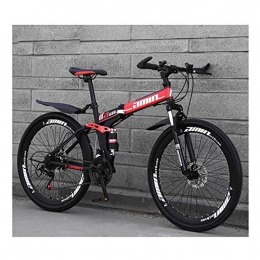LHQ-HQ Folding Bike LHQ-HQ Mountain Bike for Men&Women 26Inch 27 Speed High-Carbon Steel Folding Bikes Spoke Wheel Bicycle for Adults Teenagers, Red
