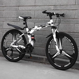 LHQ-HQ Folding Bike LHQ-HQ Mountain Folding Three Knife Wheel Bicycle 26 Inch Double Shock Single Wheel Variable Speed Lightweight Bicycle for Male And Female Students-Black