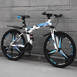 LHQ-HQ Folding Bike LHQ-HQ Mountain Folding Three Knife Wheel Bicycle 26 Inch Double Shock Single Wheel Variable Speed Lightweight Bicycle for Male And Female Students-Blue