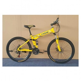 LHQ-HQ Folding Bike LHQ-HQ Outdoor sports 26 Inch Mountain Bike with Dual Suspension / Disc Brake, 27 Speeds Folding Bicycle with HighCarbon Steel Frame Outdoor sports Mountain Bike (Color : Yellow)