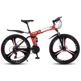 LHQ-HQ Folding Bike LHQ-HQ Outdoor sports 26Inch Mountain Bikes Bicycles 27 Speeds High Carbon Steel Folding Frame Double Disc Brake Outdoor sports Mountain Bike (Color : Red)