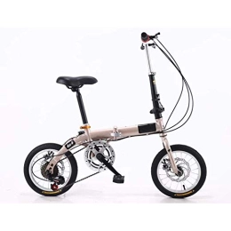 LHQ-HQ Bike LHQ-HQ Outdoor sports Folding BikeLightweight Aluminum Frame 14" Folding Bike with Double Disc Brake And Fenders Outdoor sports Mountain Bike (Color : Gold)