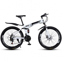 LHQ-HQ Bike LHQ-HQ Outdoor sports Folding Mountain Bike 21 Speed Mountain Bike 26 Inches Dual Suspension Bicycle And Double Disc Brake Outdoor sports Mountain Bike (Color : White)