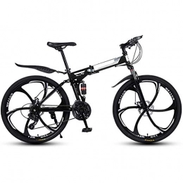 LHQ-HQ Bike LHQ-HQ Outdoor sports Folding Mountain Bike 24 Speed Full Suspension Bicycle 26 Inch Bike Mens Disc Brakes with Foldable High Carbon Steel Frame Outdoor sports Mountain Bike (Color : Black)
