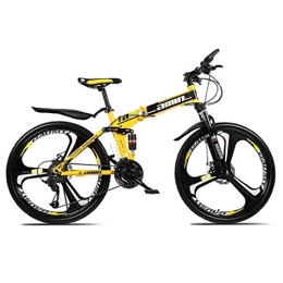 LHQ-HQ Bike LHQ-HQ Outdoor sports Folding Mountain Bike, 26 Inch, 27 Speed, Variable Speed, Double Disc Brakes, Shock Absorption, OffRoad Bicycle, Adult Men Outdoor Riding, Yellow Outdoor sports Mountain Bike