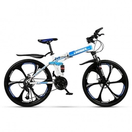 LHQ-HQ Folding Bike LHQ-HQ Outdoor sports Mountain Bike 26 Inch Wheel Steel Frame Spoke Wheels Dual Suspension Road Bicycle 21 Speed Folding Bike Outdoor sports Mountain Bike (Color : Blue)
