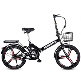 LHR Bike LHR Folding Bicycle, 16in 20in Mini Type Variable Speed Bicycle Small Wheel Type Bicycle Integrated Tire Suitable Portable Bicycle for Adult Students Teenagers, 2Black, 16inch