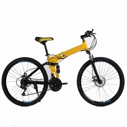 LHR Folding Bike LHR Folding Mountain Bike, 24 Inch Mountain Bike with Spoke Wheels Double Shock Absorber Racing Off-road High Carbon Steel Shift Adult Student Teenager
