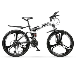 LHR Folding Bike LHR Folding Mountain Bike, 26 Inch One-wheel Bicycle with Dual Shock Absorption Racing Off-road Speed Change for Adult Students and Teenagers, Black