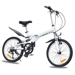 LHY RIDING Folding Bike LHY RIDING 20 Inch Folding Bicycle Men And Women Speed Children Outdoor Folding Mountain Bike Camping Gift Bicycle, White, 20inches