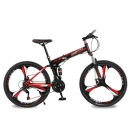 LIANAI Folding Bike LIANAIzxc Bikes Foldable Bicycle Mountain Bike Wheel Size 26 Inches Road Bike 21 Speeds Suspension Bicycle Double Disc Brake (Color : Red, Size : 21 Speed)