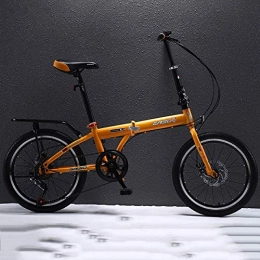 LIANG Folding Bike LIANG Folding Bike Adult Male and Female Students Variable Speed Ultra Light Portable Compact 16 / 20 inch Bicycle, Yellow, 20 inch shift