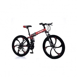 Liangsujian Bike Liangsujian Bicycle, Mountain bike 27-speed dual-shock integrated wheel folding mountain bike bicycle bicycle, Sports and Entertainment (Color : Red, Number of speeds : 21)