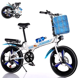 LICHUXIN Bike LICHUXIN 20-Inch 7-Speed Folding Bike, Lightweight Adult And Young City Bicycle with Front And Rear Dual Disc Brakes Integrated Wheels, with Lights And Basket, D