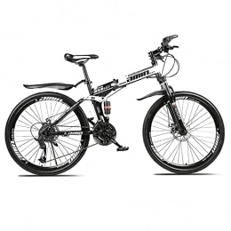 LICHUXIN Bike LICHUXIN 24-Inch Mountain Bike, Outdoor Foldable Variable Speed Men's Off-Road Bike, Dual Disc Brakes And Carbon Steel Frame, 21 / 24 / 27 / 30 Speed, White, 30 speed