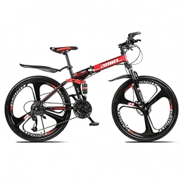 LICHUXIN Folding Bike LICHUXIN Foldable Mountain Bike 24 Inches, Outdoor Variable Speed Shock Absorber Mountain Bike, Dual Disc Brakes And Carbon Steel Frame, 21 / 24 / 27 / 30 Speed, Red A, 21 speed