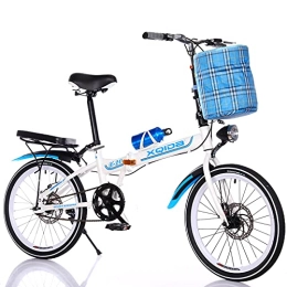 LICHUXIN Folding Bike LICHUXIN Folding Bike 20 Inch, Lightweight Adult And Youth Single-Speed City Commuter Bicycle Front And Rear Double Disc Brake Bicycle with Lights Basket, 04
